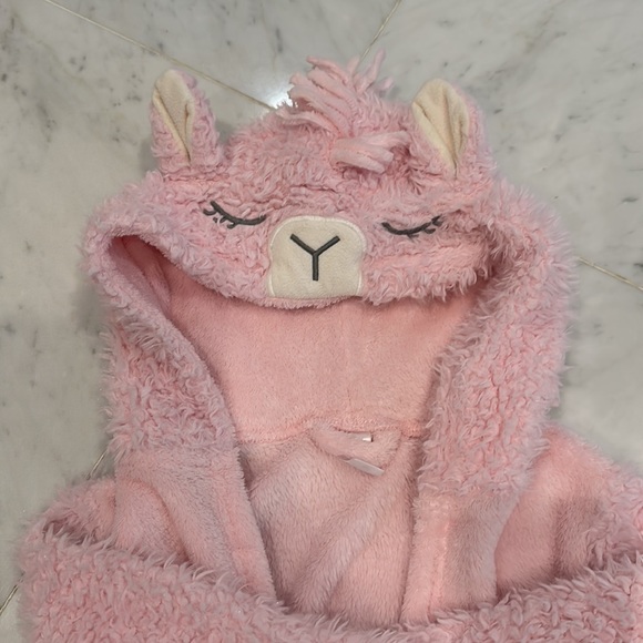 Baby Gap pink fluffy llama robe - Picture 2 of 6